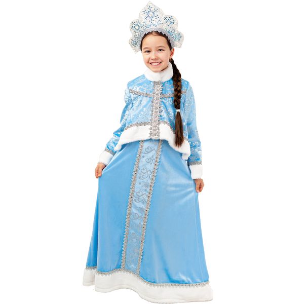 3006 к-18 Карнавальный костюм Снегурочка Танюшка (жакет, сарафан, кокошник) размер 128-32