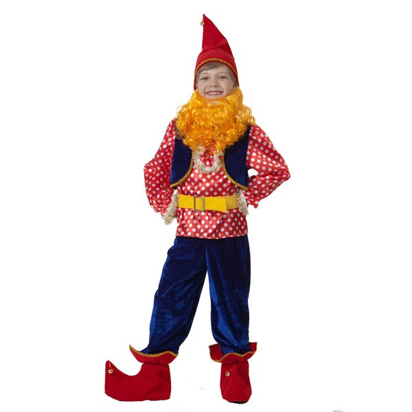 434 Карнавальный костюм Гном Весельчак Зв.маскарад (рубаха с жилетом, брюки, колпак, башмаки, боро