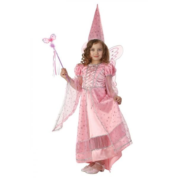 477 Карнавальный костюм Фея сказочная розовая  (платье, колпак со шлейфом, набор феи) (зв.маскарад