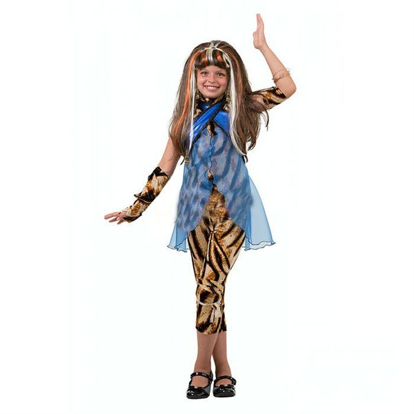 5071 Карнавальный костюм Клео де Нил (блуза, легинсы, повязка, топ, парик,обруч, клипсы, браслет, 