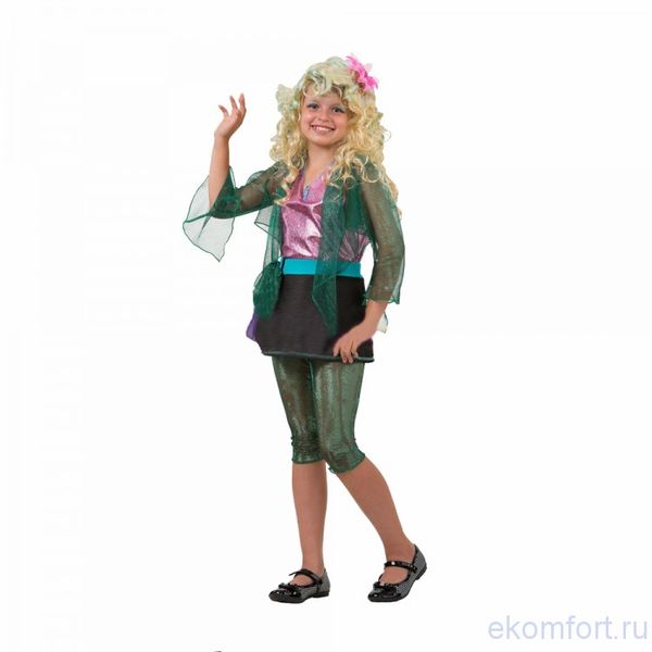 5072 Карнавальный костюм Лагуна Блю (жакет, майка, юбка, легинсы, парик, подвеска морской конек) М