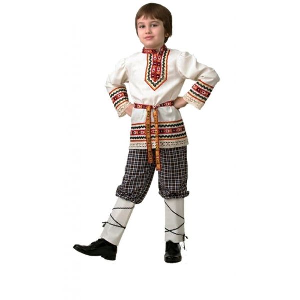 5603-1 Славянский костюм рубашка вышиванка (мальчик) ( рубашка с поясом)  р.30