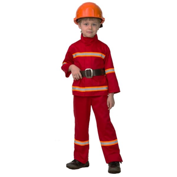 5705 Карнавальный костюм Пожарный ( куртка, брюки, ремень, каска)  р.30