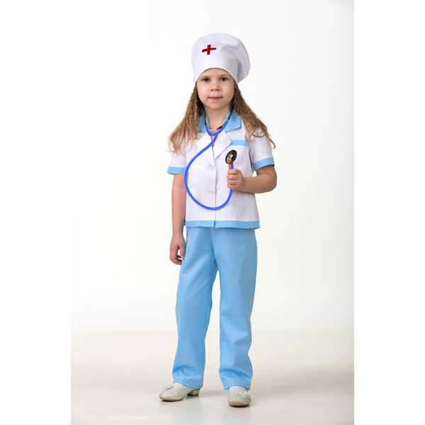 5706-1 Карнавальный костюм Медсестра-2 ( блуза, брюки, шапочка, фонендоскоп)  р.26 (Вид 1)