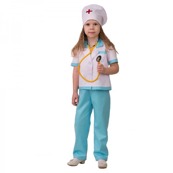 5706-1 Карнавальный костюм Медсестра-2 ( блуза, брюки, шапочка, фонендоскоп)  р.28