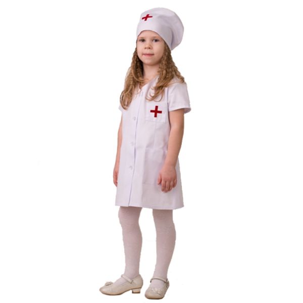 5706 Карнавальный костюм Медсестра-1 ( халат, шапочка, аксессуар)  р.38 (Вид 1)