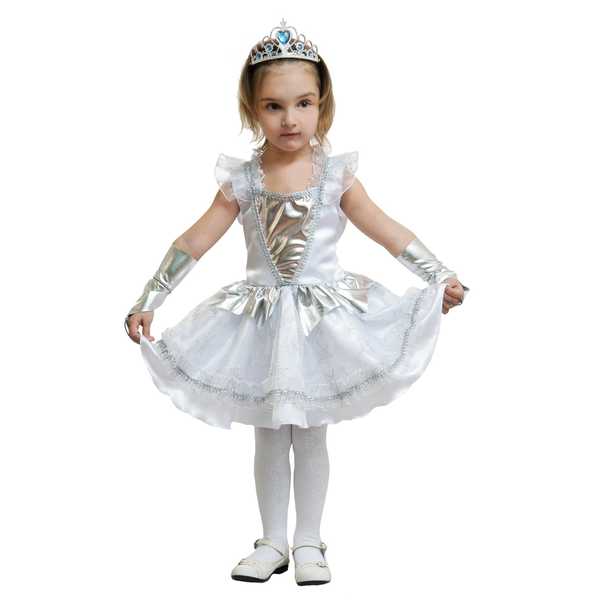Карнавальный костюм детский Снежинка (р-р 26, 3-5 лет; комплект: платье, митенки), шт