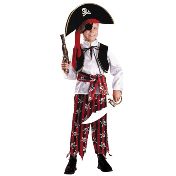 7012 Карнавальный костюм ПИРАТ (рубаха с жилетом, бриджи, шляпа, пояс, повязка  для глаз, сабля Пи