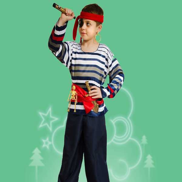 Карнавальный костюм детский Морской разбойник (р-р 32; комплект: косынка, сорочка, пояс, брюки, ат