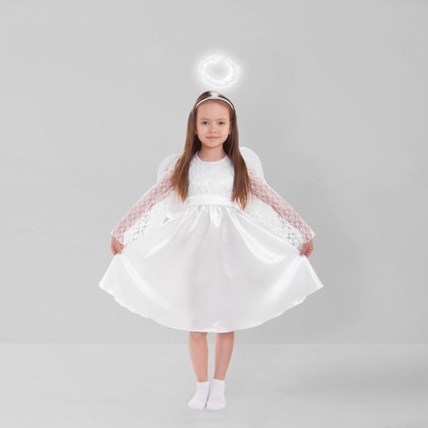 Карнавальный костюм детский Ангел (р-р 26; комплект: ободок, крылья, платье)