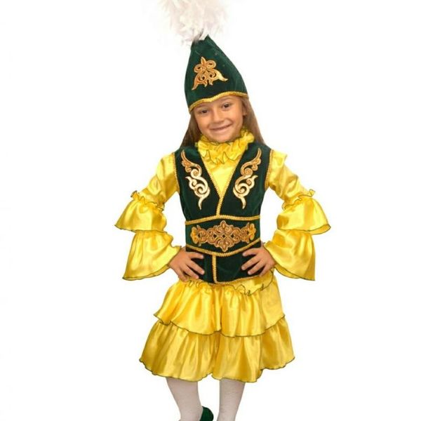 Казахская девочка (р-р 38; комплект: шапка, жилет, платье, пояс)