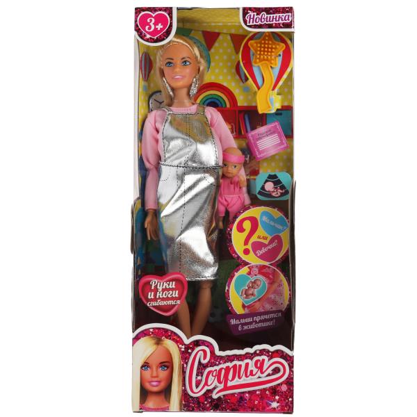 Кукла 29 см София берем, руки и ноги сгибаются, в комплекте малыш и расческа КАРАПУЗ 66001B1-SET2-S-