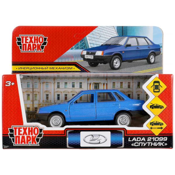 Машина металл ВАЗ-21099 СПУТНИК длина 12 см, двери, багаж, синий, кор. Технопарк 21099-12-BU