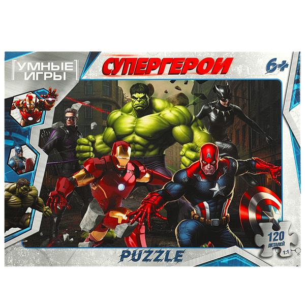 Супергерои. Пазл классический в коробке. 120 деталей. 180х130х25 мм. Умные игры 4660254400351