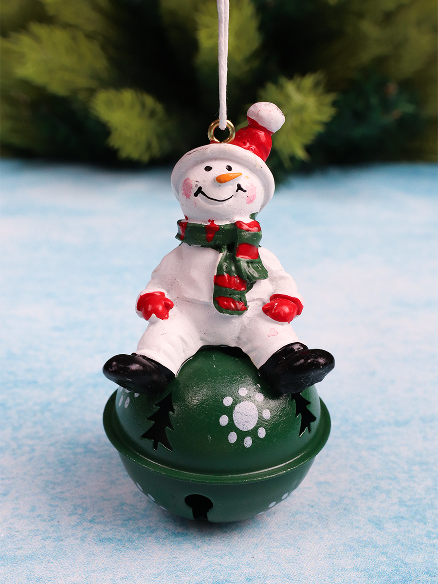Новогоднее украшение Снеговик на колокольчике 5*9 см  НУ-5055 (Вид 1)
