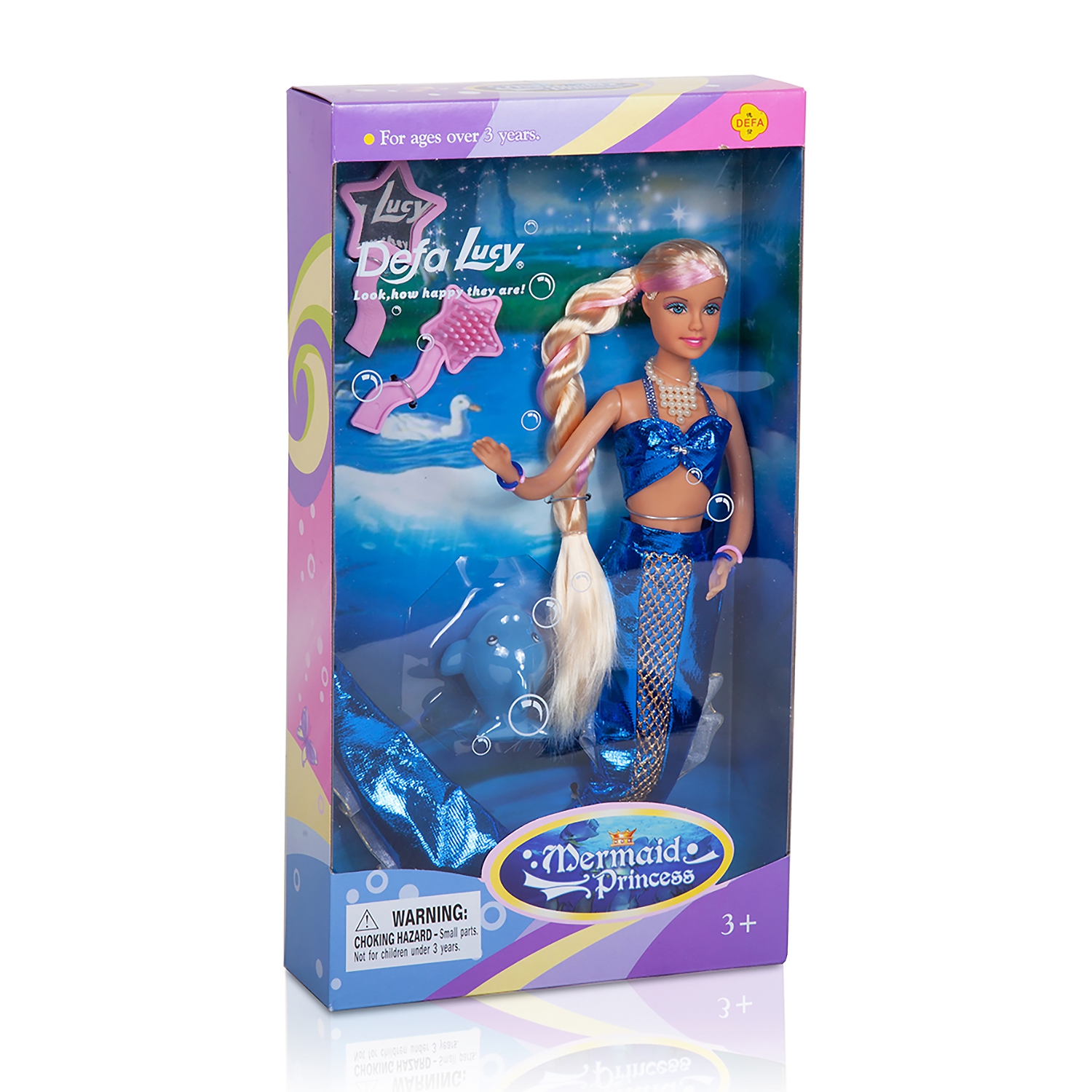 Кукла DEFA Lucy Прекрасная ундина (в комплекте морское животное и аксессуары, волосы меняют цвет)