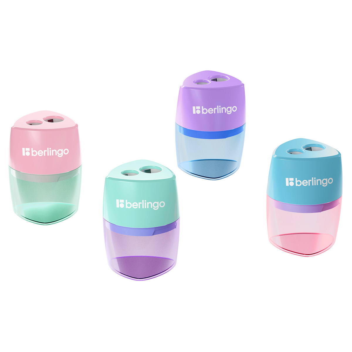 Точилка пластиковая Berlingo Haze XL, с контейнером, 2 отверстия, ассорти