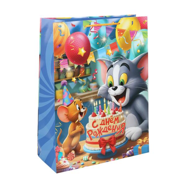 Пакет подарочный глянцевый xl,Кот и мышь,140 гр/м2 ЧУДО ПРАЗДНИК PXL-130526-TJ