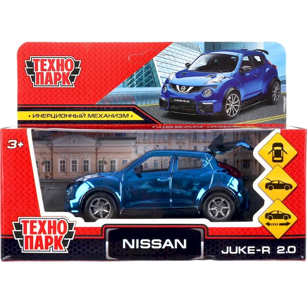 Машина металл NISSAN JUKE-R 2.0 SOFT 12 см, двер, багаж, инерц, синий, кор. Технопарк в кор.2*36шт (Вид 1)