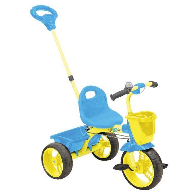 Велосипед 3-х Ника желтый с голубым ВД2/4 с ручкой
