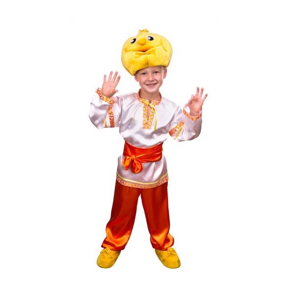 Карнавальный костюм детский Колобок (р-р 28; комплект: головной убор, сорочка, пояс, брюки, тексти (Вид 1)