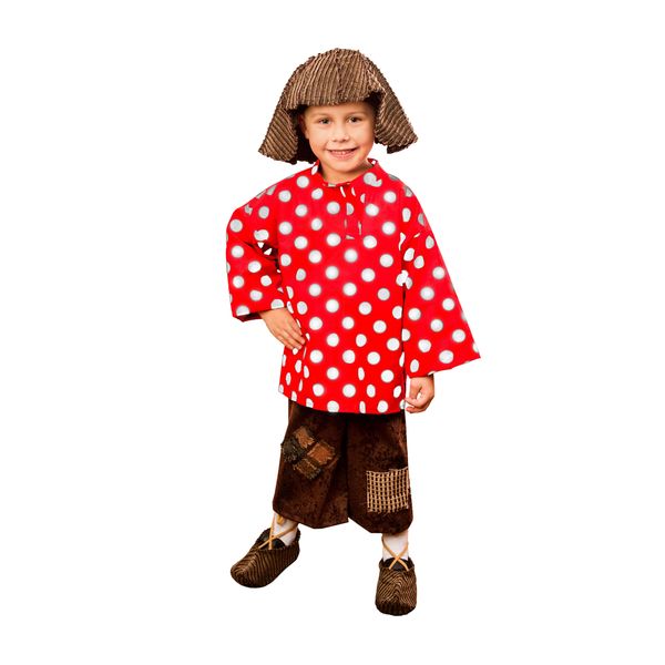 Карнавальный костюм детский Домовенок (р-р 26; комплект: головной убор, сорочка, брюки, текстильна