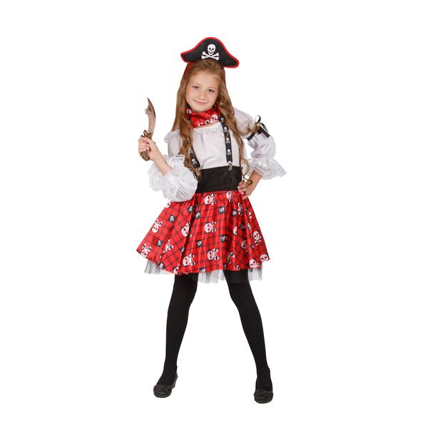 Пиратка 2 (р-р 34; комплект: ободок, шарфик, блузка, юбка, подтяжки, кинжал) (Вид 1)