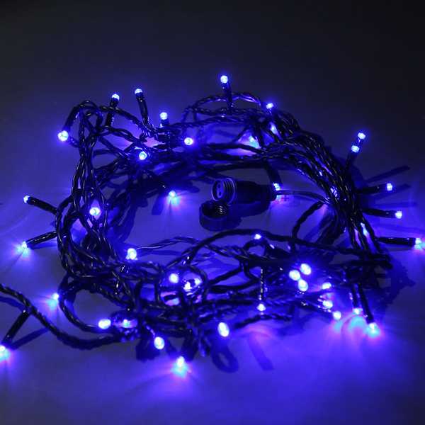 Гирлянда эл. 100 LED, уличная, синее  свечение, черный провод, 5 м
