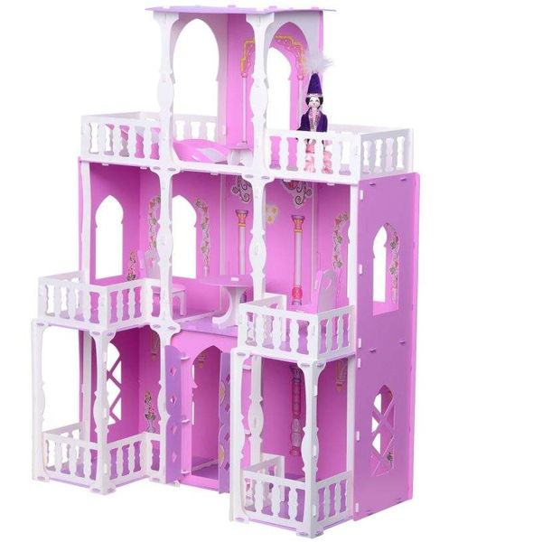 Домик для кукол Дом Малика бело-розово-сиреневый с мебелью