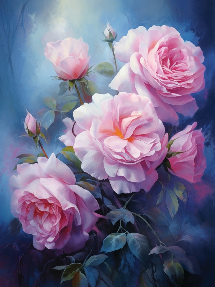 Холст с красками 30х40 см по номерам (в коробке) (30цв.) Кустарные розы (Арт.Х-4175)