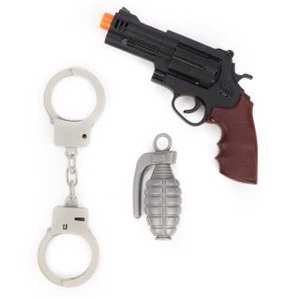 Игр.набор Полиция, револьвер эл., свет, звук, наручники, граната, эл.пит.AG10*3шт.вх.в комплекте, па (Вид 1)