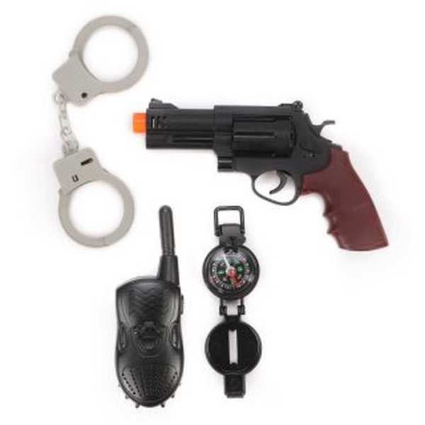 Игр.набор Полиция, револьвер эл., свет, звук, наручники, рация, компас, эл.пит.AG10*3шт.вх.в комплек (Вид 1)