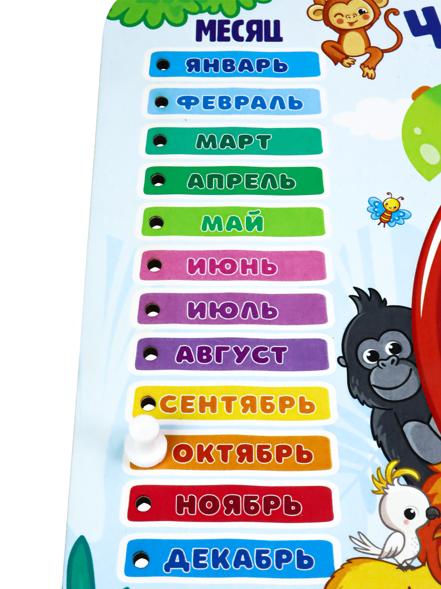 Деревянная игрушка (195х275 мм) Часы-календарь ( Арт. ОБ00037) (Вид 3)