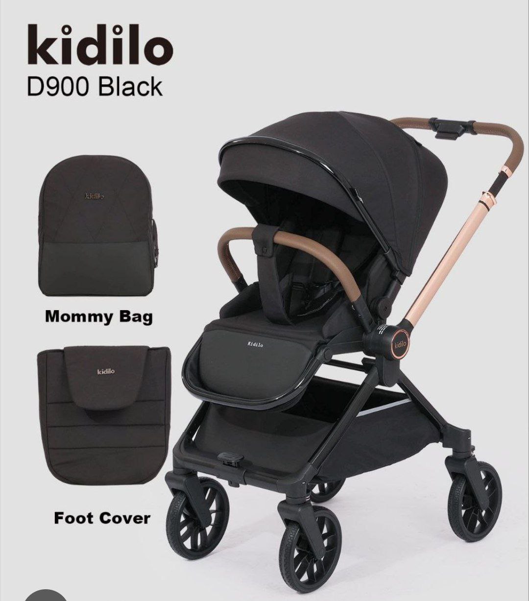 Детская коляска,цвет черный арт.D900 Kidilo