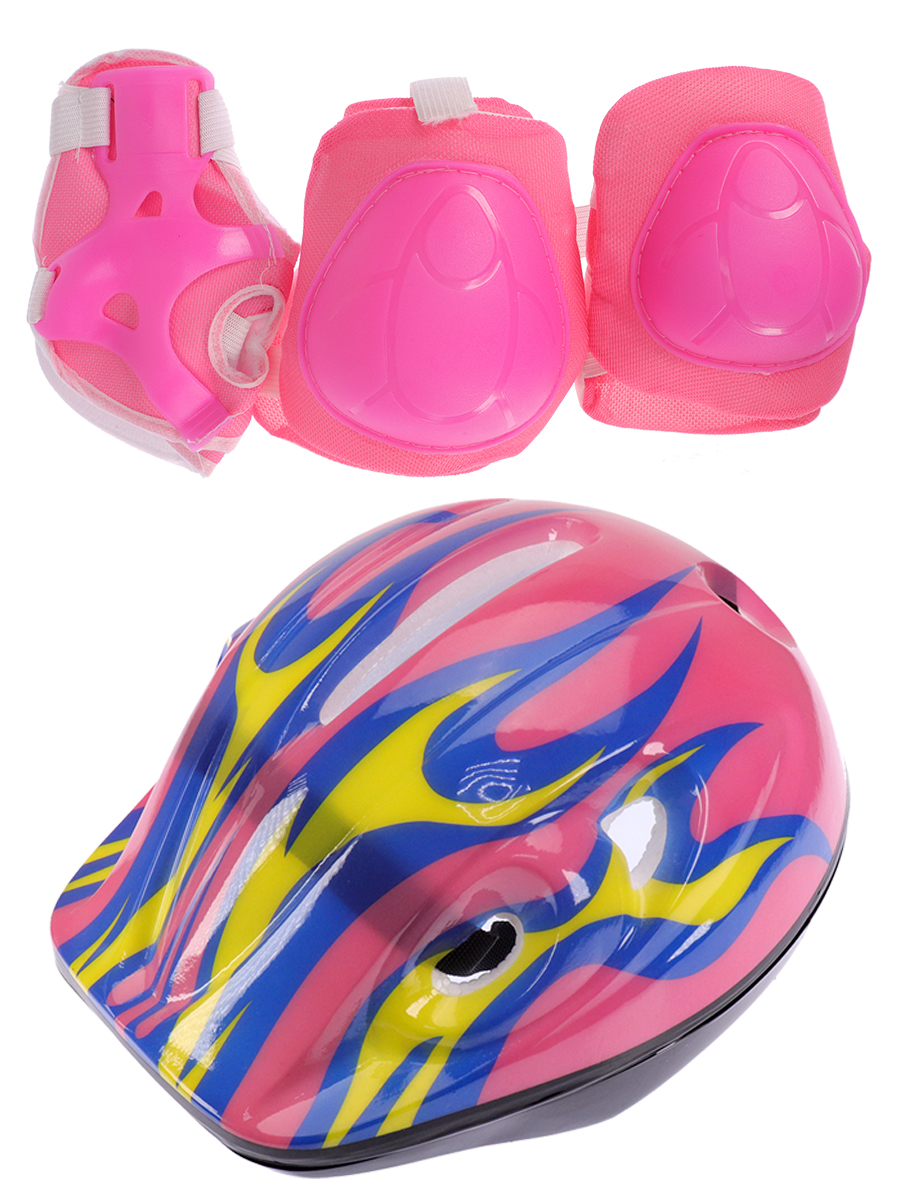 Набор защиты детский (5-13 лет) шлем+защита в пакете розовый (арт.2001H-2) (Фото 1)