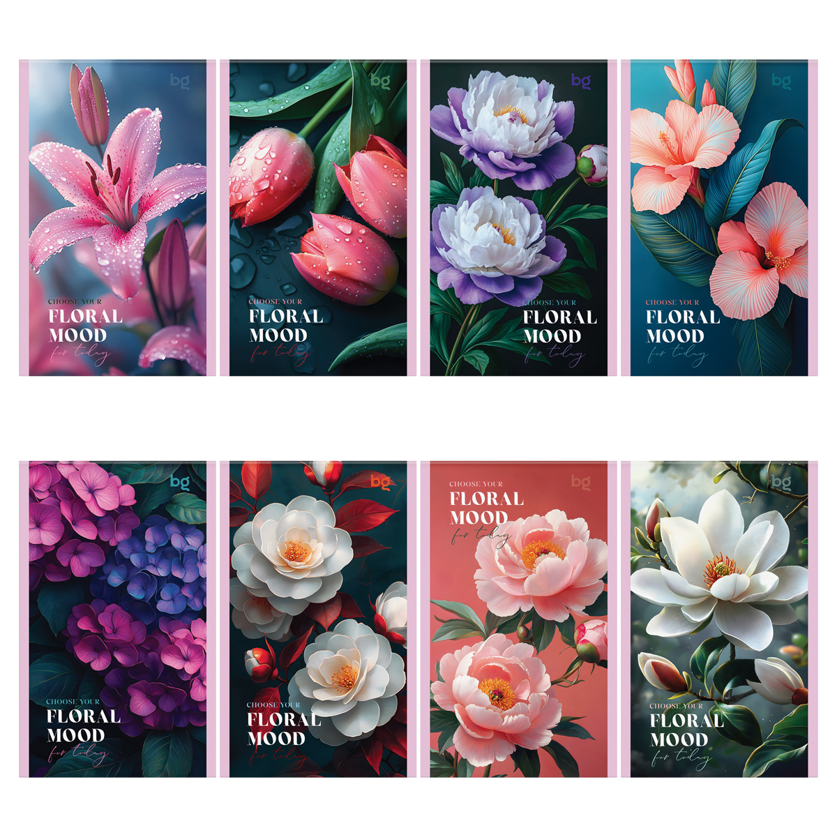Блокнот А6 32л., на скрепке BG Floral mood, блестки