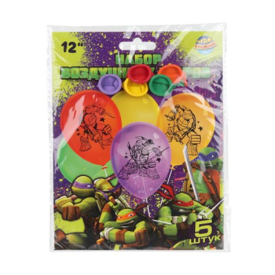 Латексные шары - набор 5 шт шары латекс монохром черепашки нидзя ЧУДО ПРАЗДНИК LBM-110175-NT