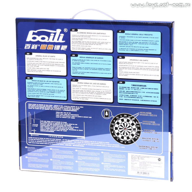 Дартс Baili (пластиковая магнитная мишень 34,5 см, 6  магнитных дротиков)