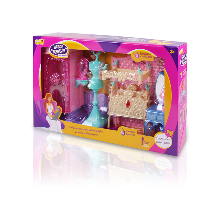 Набор мебели для кукол DollyToy Спальня принцессы (спальня, гардеробная, аксесс., свет)
