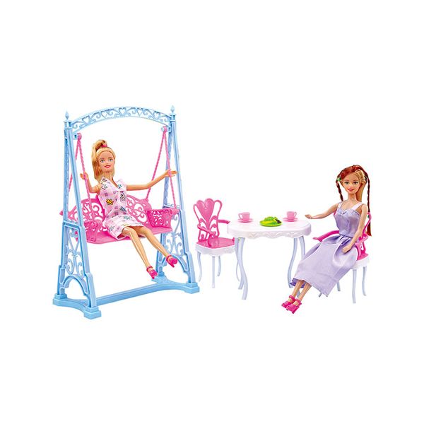 Набор мебели для кукол DollyToy Вечеринка в саду (кукла, качели, стол, стулья, аксесс.) (Вид 2)