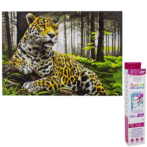 Набор ДТ Алмазная мозаика Леопард в лесу 30*40 см полная выкладка MOZ001