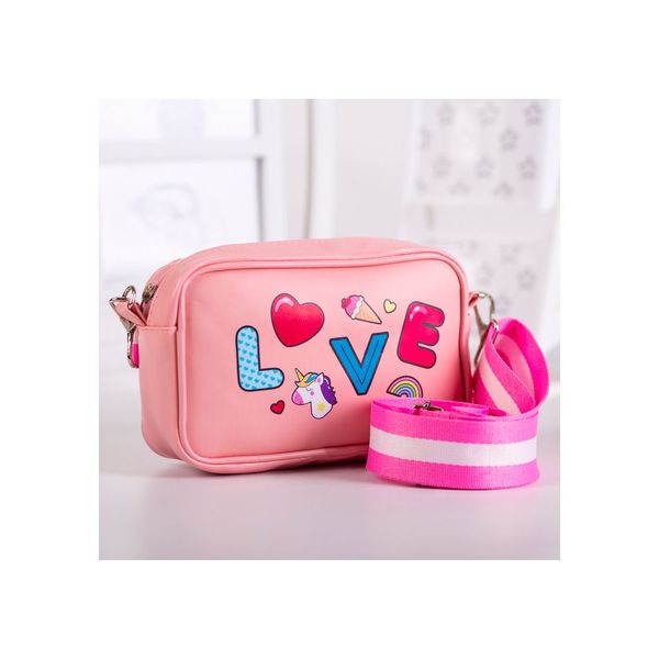 Детская сумка Love, искусственная кожа, розовая  4440960 (Вид 1)
