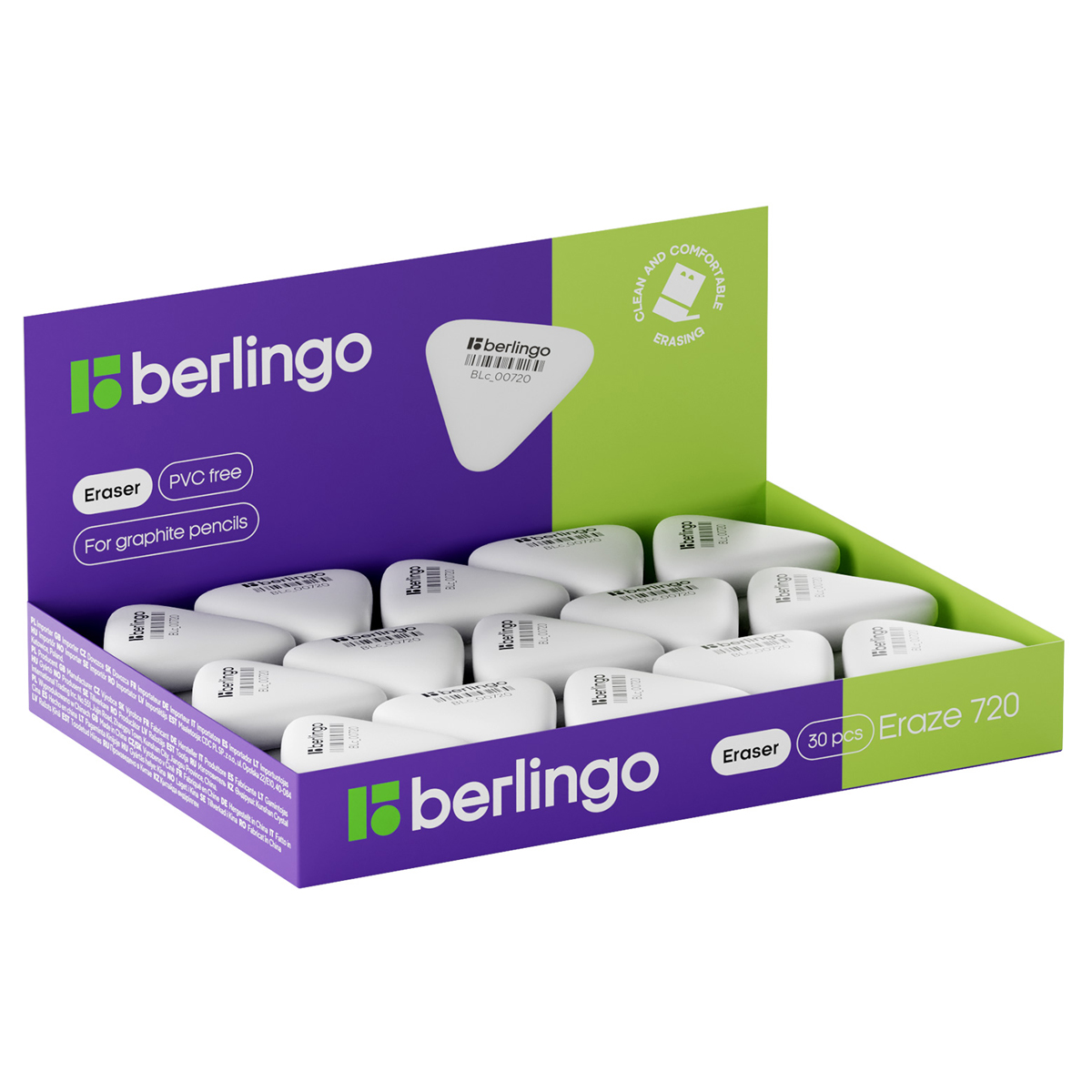 Ластик Berlingo Eraze 720 треугольный, термопластичная резина, 34*33*9мм (малый) (Вид 1)