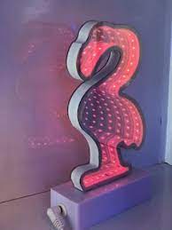 Зеркальный 3D светильник Фламинго, красный свет УД-9720