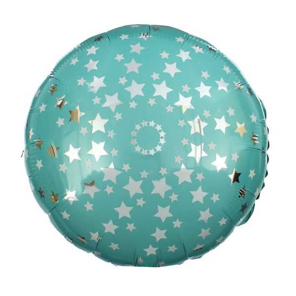 Шар фольгированный 18 Звёзды, круг, цвет голубой 1507697    (Вид 1)