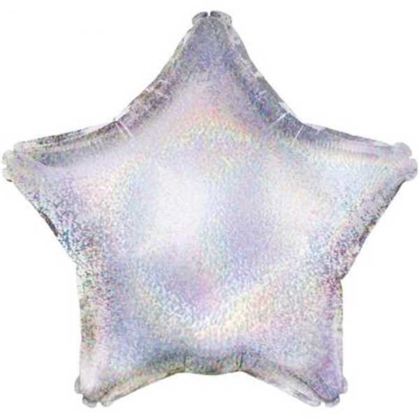 Шар фольгированный 18 звезда, серебро голография 4869848 (Вид 1)