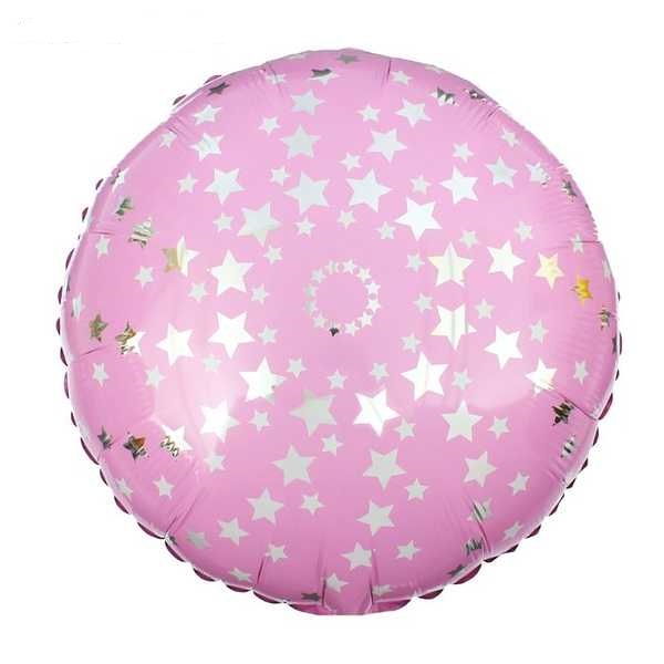 Шар фольгированный 18 Звёздочки, круг, цвет розовый 1507701      