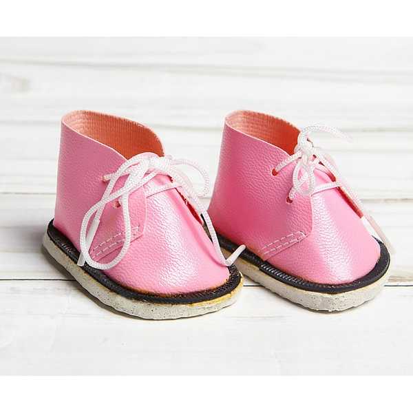 Ботинки для куклы Завязки, длина подошвы 6 см, 1 пара, цвет нежно-розовый   3495211