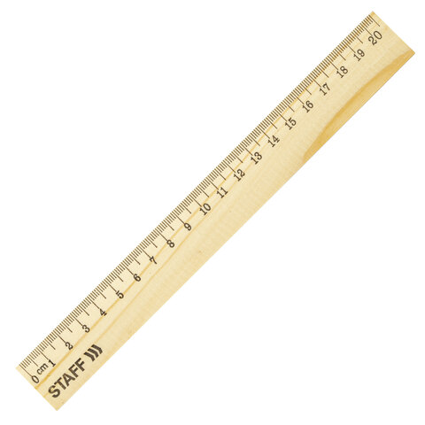 Линейка деревянная 20 см, STAFF, 210798
