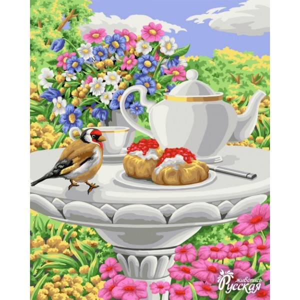 Рисование по номерам Чай в цветочном саду 40*50   B088  